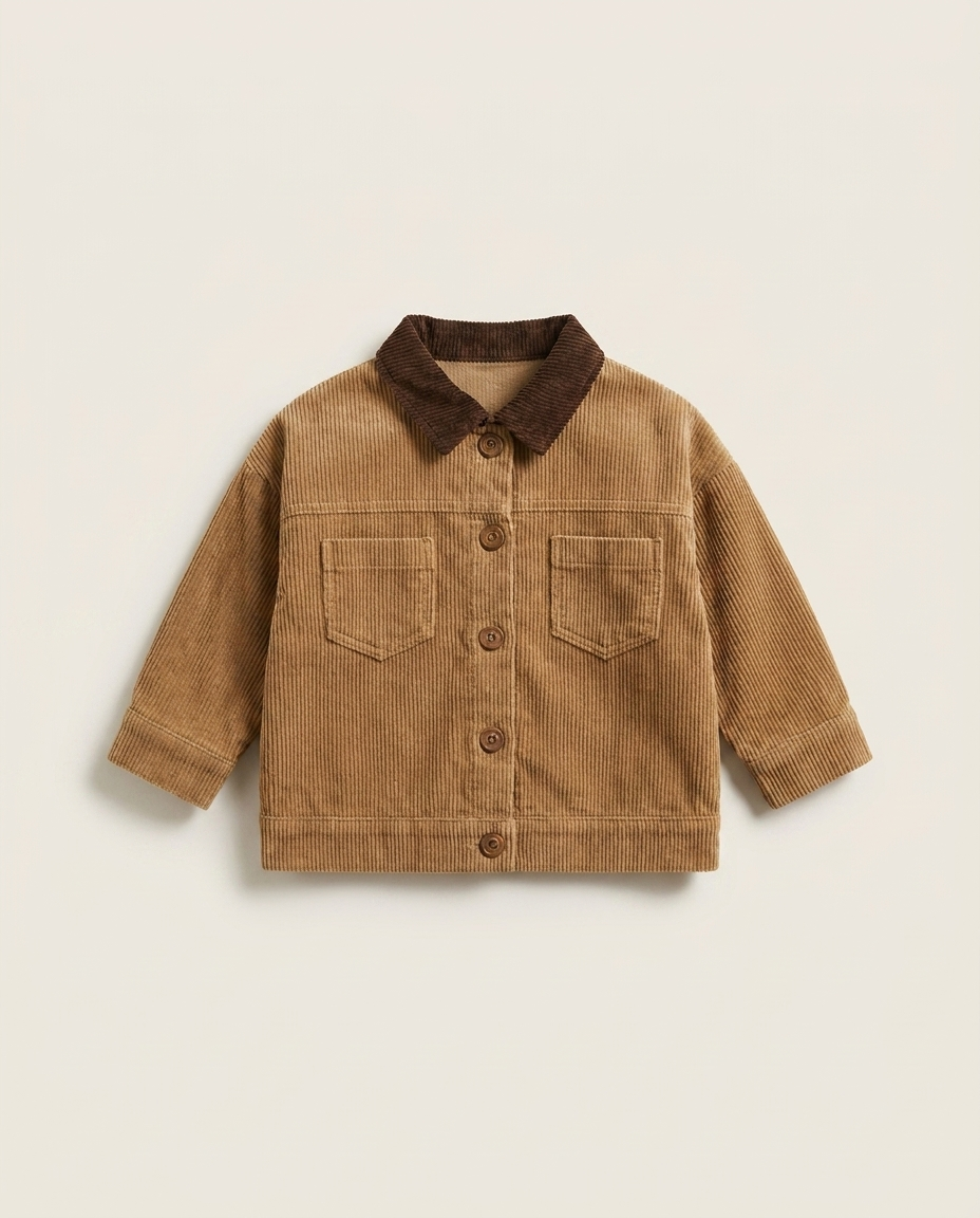 Colourblock Corduroy Overshirt laid flat on warm white