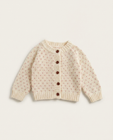 Pink Freckle Cardigan cream knit flat lay — minimerri