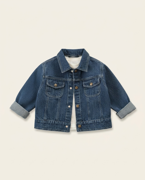 Turn-Down Collar Denim Jacket — minimerri kids' jacket