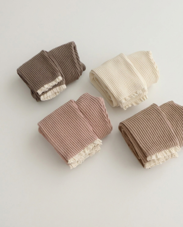 Lace Trim Cotton Leggings — minimerri kids' pants