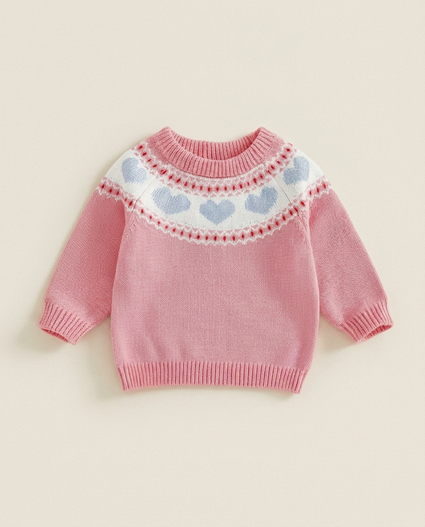 Hearts Knit Pullover pink — minimerri