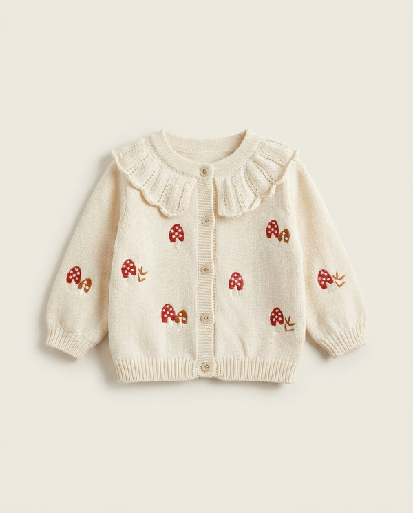 Toadstool Frill Cardigan mushroom embroidery — minimerri