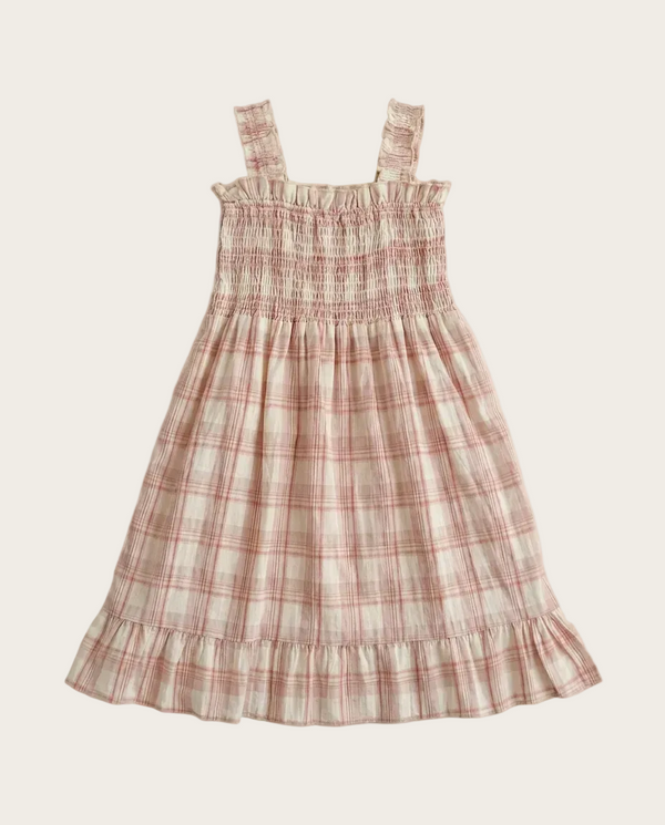 Picnic Plaid Dress pink smocked — minimerri
