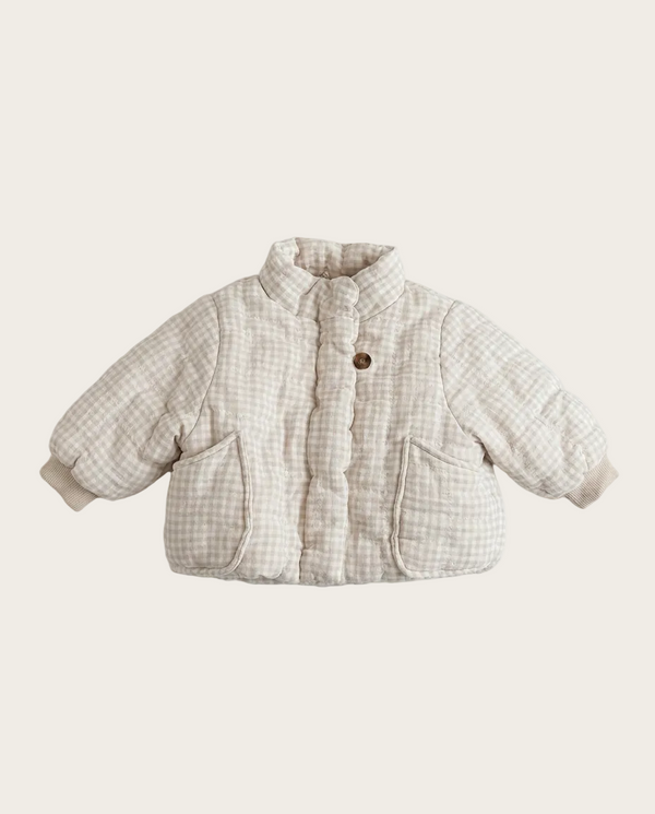 Cabin Plaid Coat cream quilted — minimerri