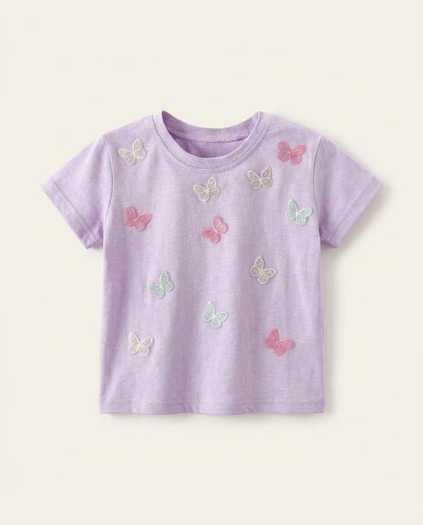 Butterfly Garden Tee lilac appliques — minimerri