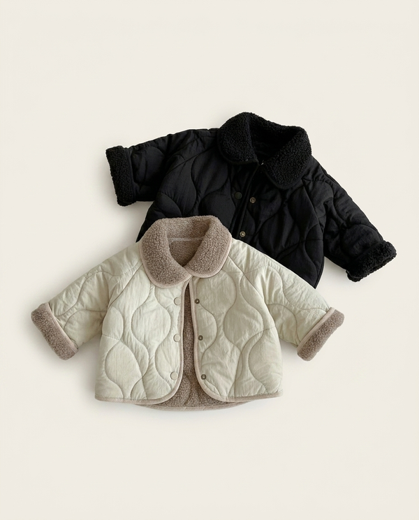 Countryside Quilted Jacket black cream — minimerri
