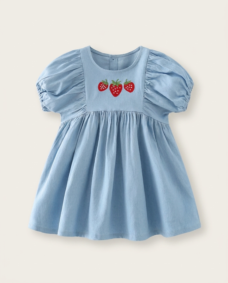 Strawberry Denim Dress blue — minimerri