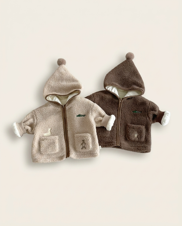 Forest Friends Sherpa Jacket cream brown — minimerri