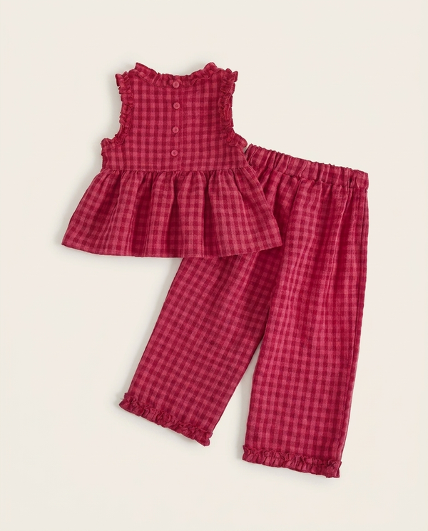 Autumn Plaid Set red gingham peplum — minimerri