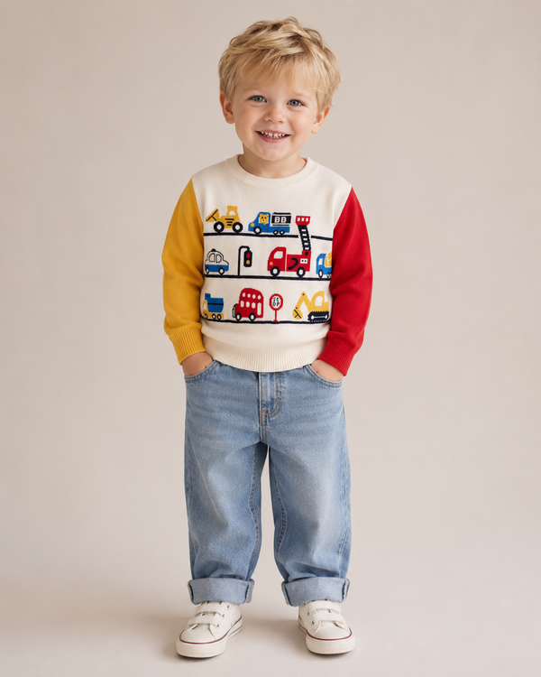 Little Cars Knit Sweater