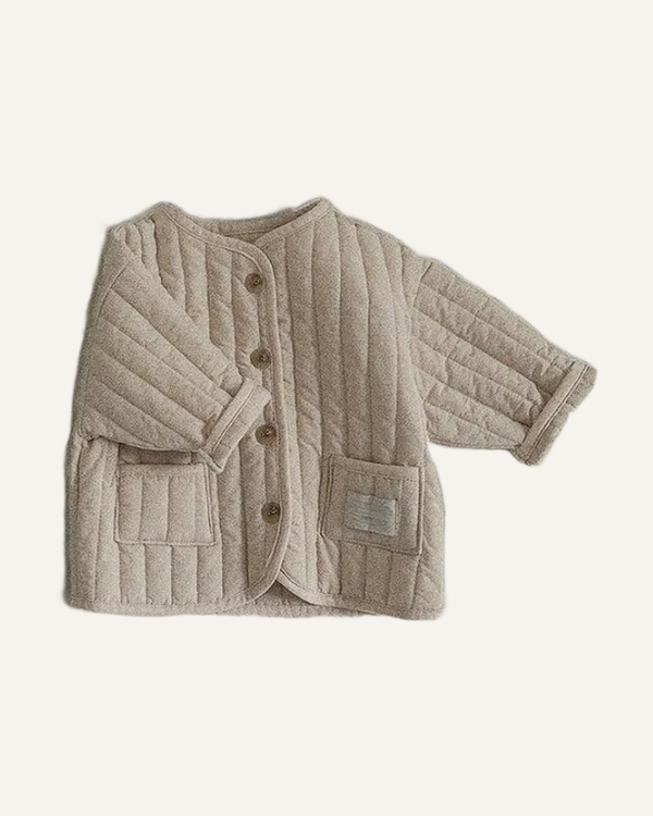Cotton Padded Puffer Coat in cream