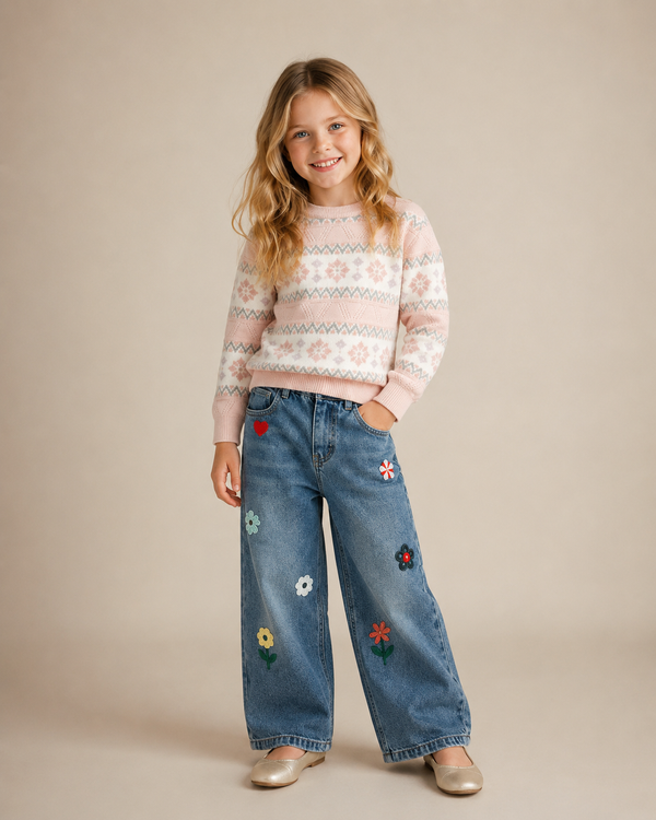 Flower Field Jeans on model