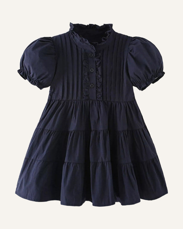 Dollhouse Tiered Dress navy studio shot